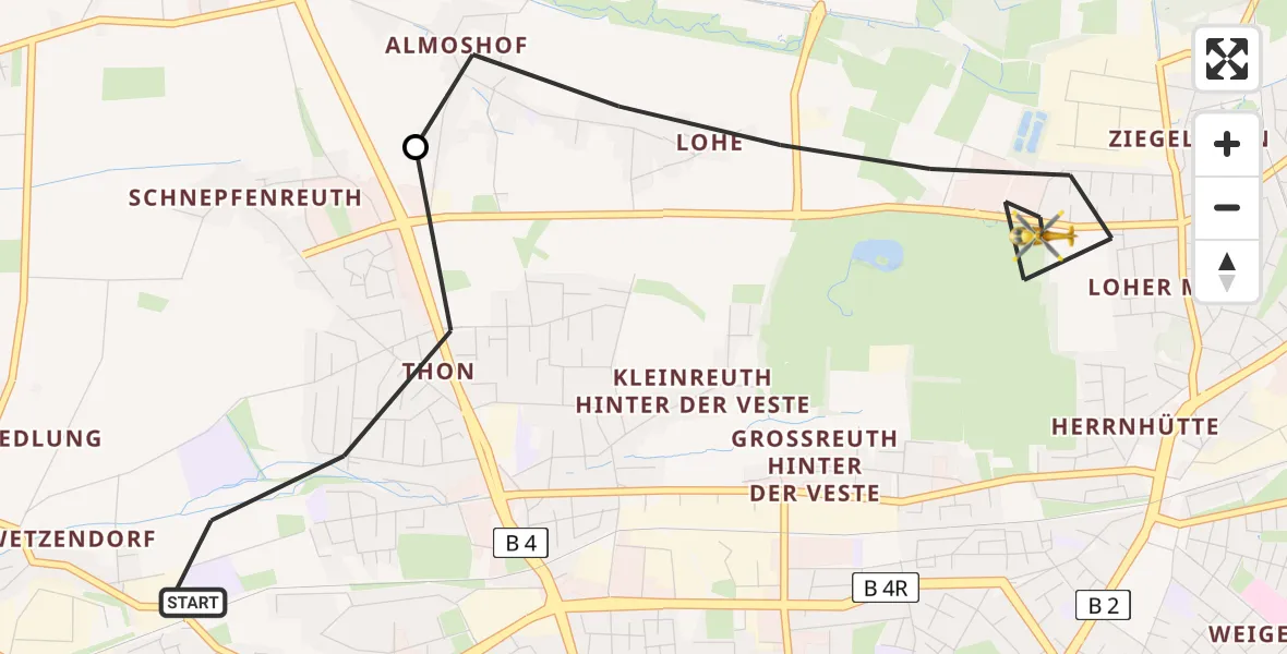Flugroute Rettungshubschrauber Nürnberg - Flughafen Nuremberg, 16 Juni 2026, 17:40
