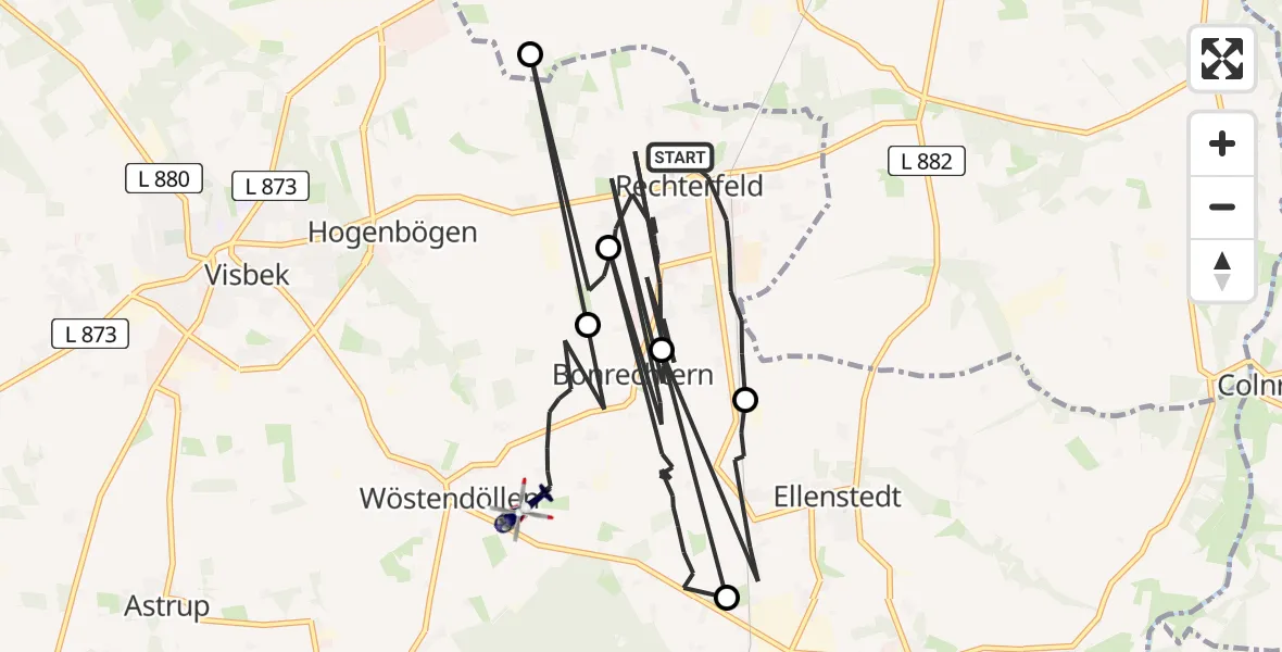 Flugroute Polizeihubschrauber Visbek - Visbek, 16 Juni 2026, 17:44
