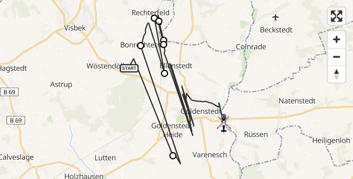 Flugroute Polizeihubschrauber Visbek - Goldenstedt, 16 Juni 2026, 18:02
