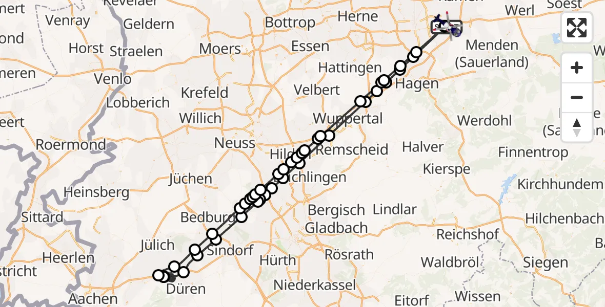 Flugroute Polizeihubschrauber Dortmund Flughafen - Dortmund Flughafen, 17 Juni 2026, 00:22