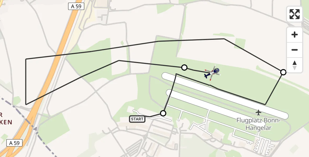 Flugroute Polizeihubschrauber Sankt Augustin - Bonn-Hangelar Flugplatz, 17 Juni 2026, 06:00