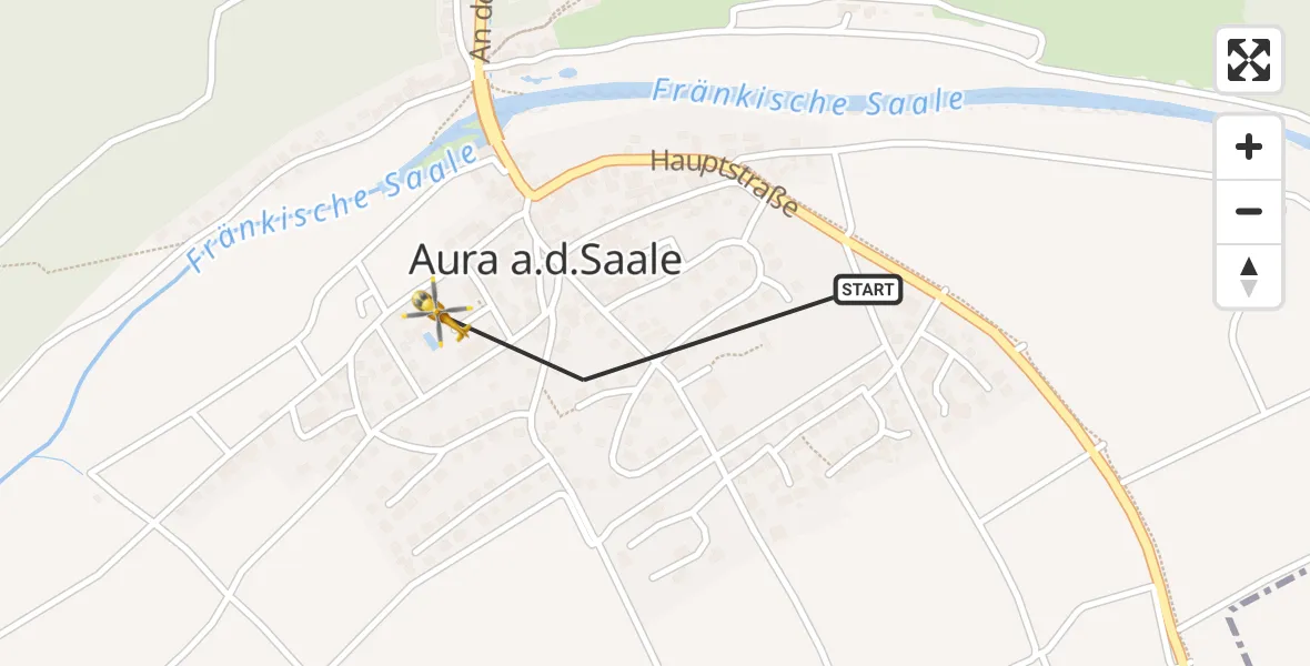 Flugroute Rettungshubschrauber Aura a.d.Saale - Aura a.d.Saale, 17 Juni 2026, 07:52