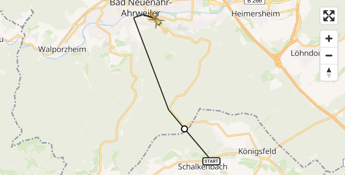 Flugroute Rettungshubschrauber Schalkenbach - Bad Neuenahr-Ahrweiler, 17 Juni 2026, 07:56