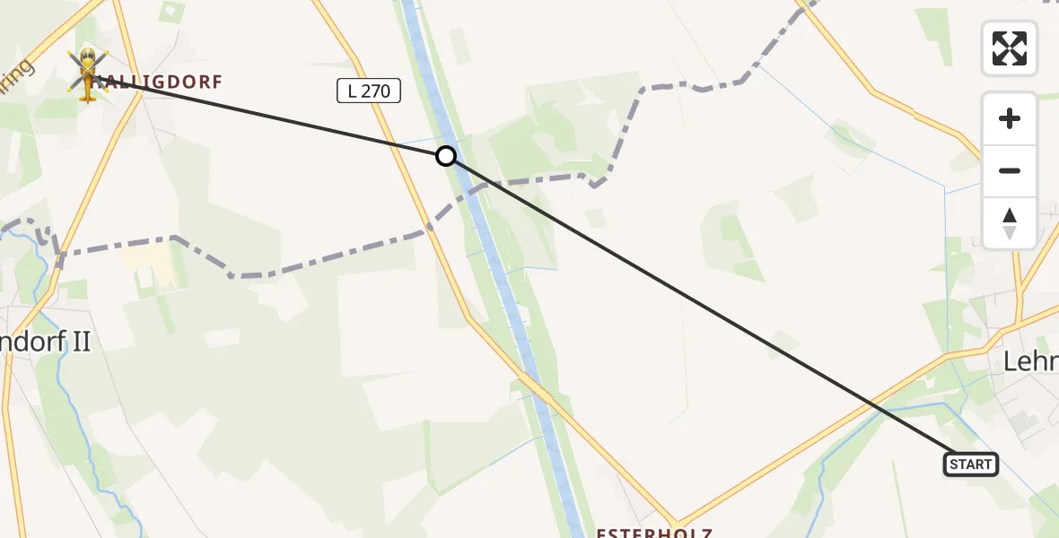 Flugroute Rettungshubschrauber Wrestedt - Uelzen, 17 Juni 2026, 07:56