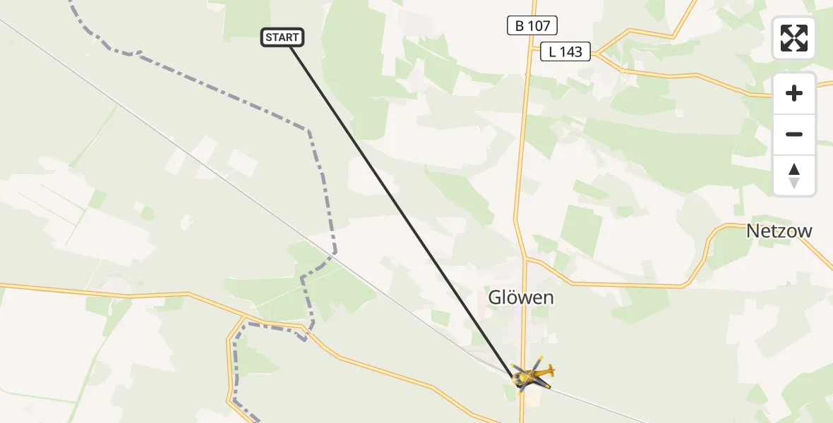 Flugroute Rettungshubschrauber Plattenburg - Plattenburg, 17 Juni 2026, 08:06