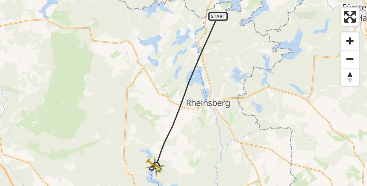 Flugroute Rettungshubschrauber Rheinsberg - Neuruppin, 17 Juni 2026, 08:13