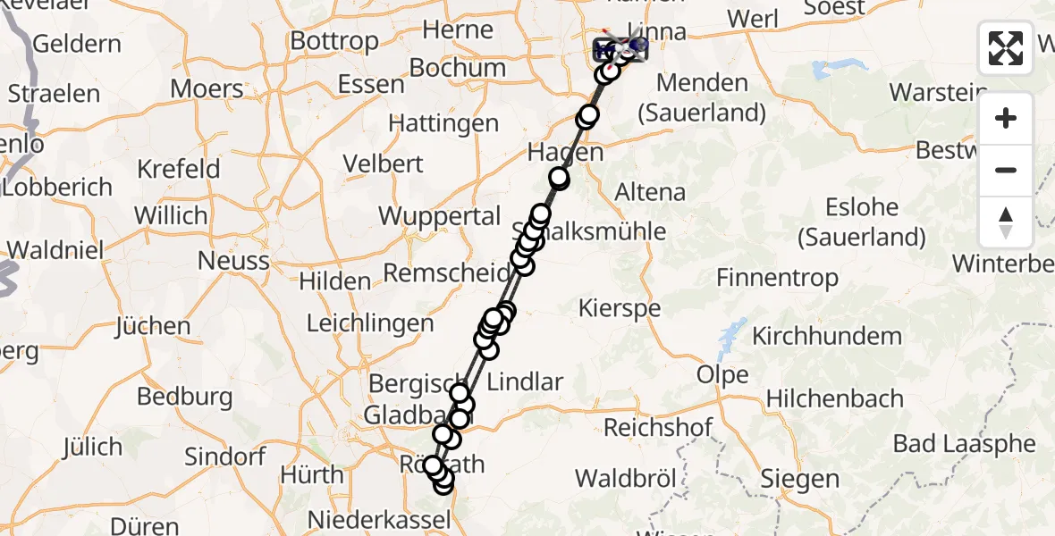 Flugroute Polizeihubschrauber Dortmund Flughafen - Dortmund Flughafen, 17 Juni 2026, 08:34