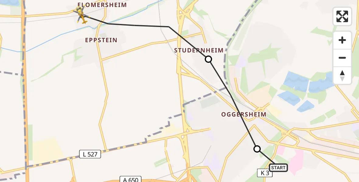 Flugroute Rettungshubschrauber Ludwigshafen Accident Hospital - Frankenthal (Pfalz), 17 Juni 2026, 08:39