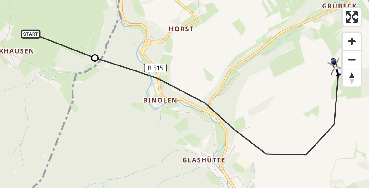 Flugroute Polizeihubschrauber Hemer - Balve, 17 Juni 2026, 08:44