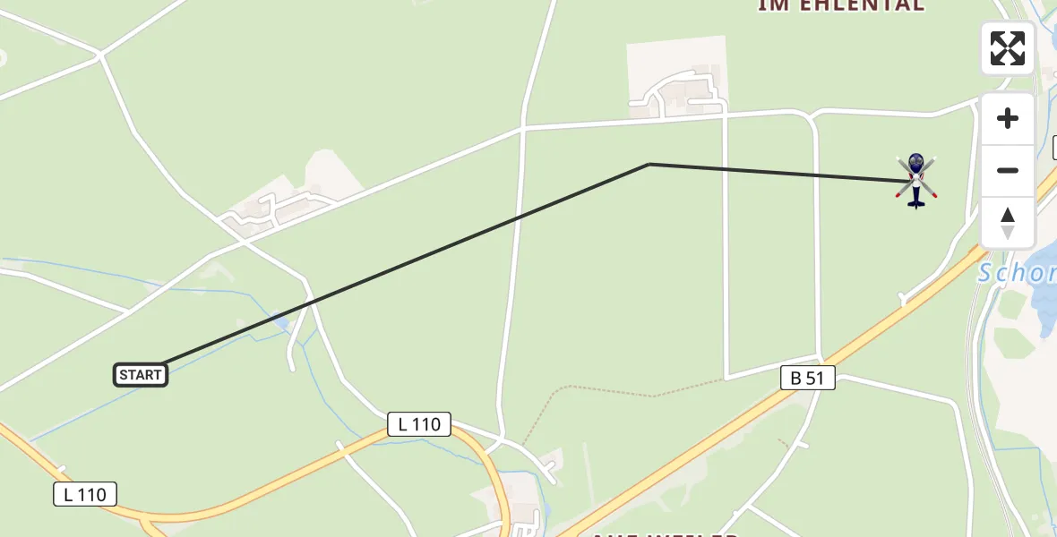 Flugroute Polizeihubschrauber Dahlem - Dahlem, 17 Juni 2026, 08:52