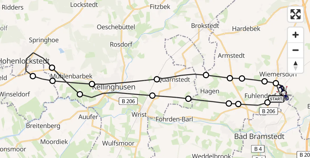 Flugroute Polizeihubschrauber Bad Bramstedt Hubschrauberlandeplatz - Bad Bramstedt Hubschrauberlandeplatz, 17 Juni 2026, 09:00