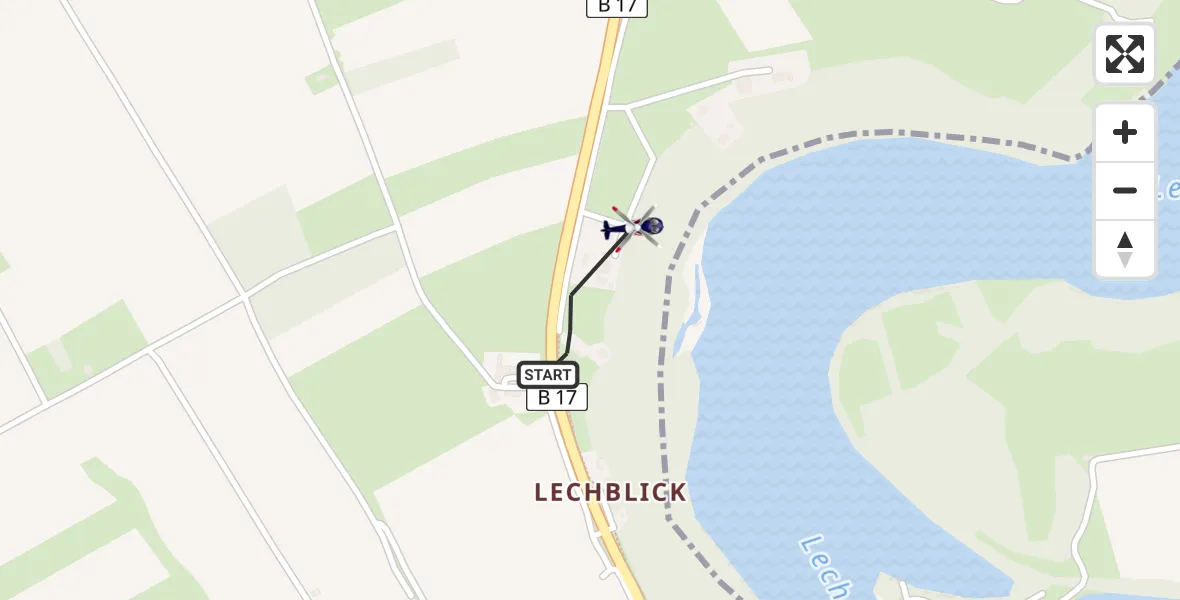 Flugroute Polizeihubschrauber Fuchstal - Fuchstal, 17 Juni 2026, 09:09