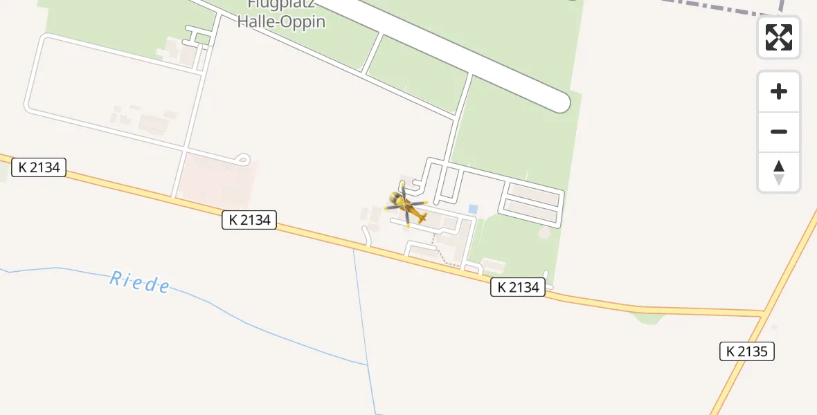Flugroute Rettungshubschrauber Halle-Oppin Flugplatz - Halle-Oppin Flugplatz, 17 Juni 2026, 09:14