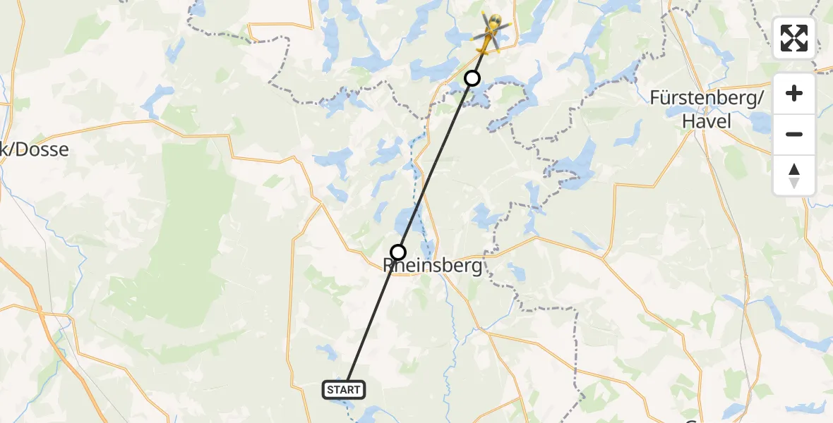 Flugroute Rettungshubschrauber Neuruppin - Wustrow, 17 Juni 2026, 10:07