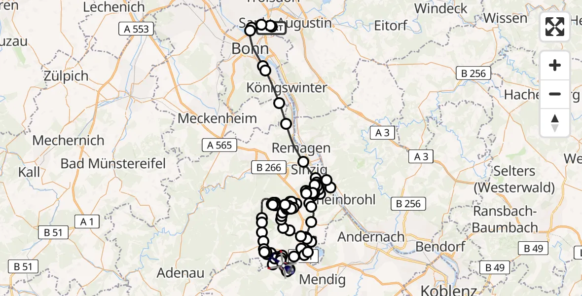 Flugroute Polizeihubschrauber Sankt Augustin - Rieden, 17 Juni 2026, 11:09