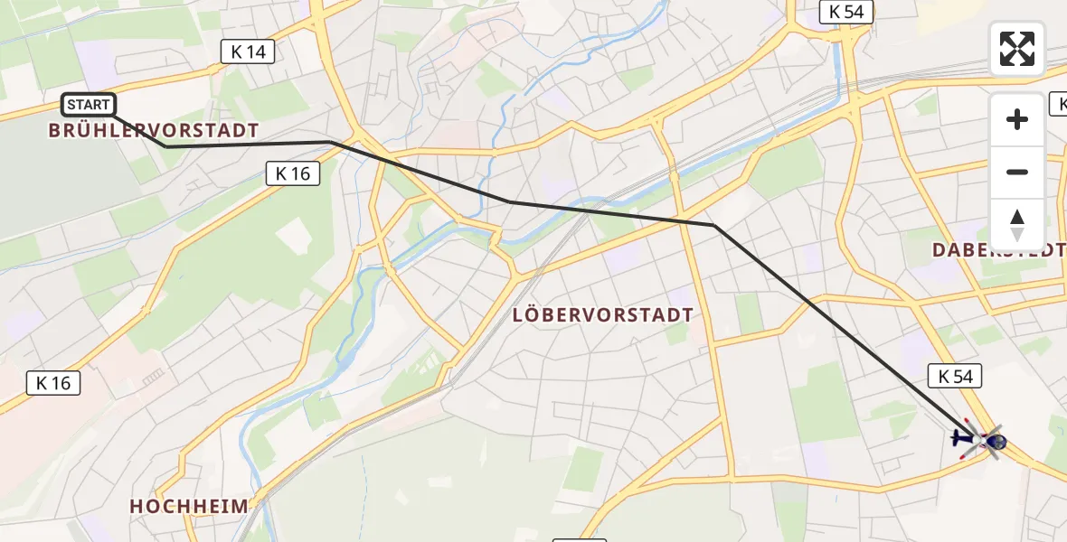 Flugroute Polizeihubschrauber Erfurt - Erfurt, 17 Juni 2026, 11:20