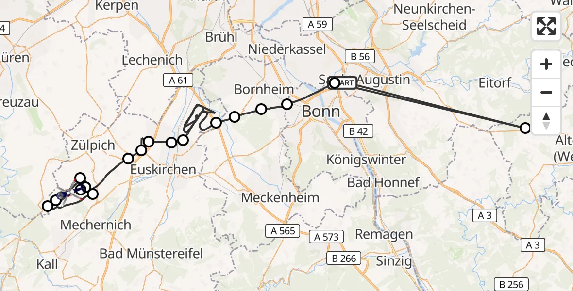 Flugroute Polizeihubschrauber Sankt Augustin - Mechernich, 17 Juni 2026, 11:34