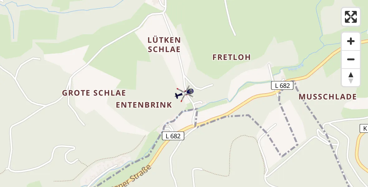 Flugroute Polizeihubschrauber Menden (Sauerland) - Menden (Sauerland), 17 Juni 2026, 12:17