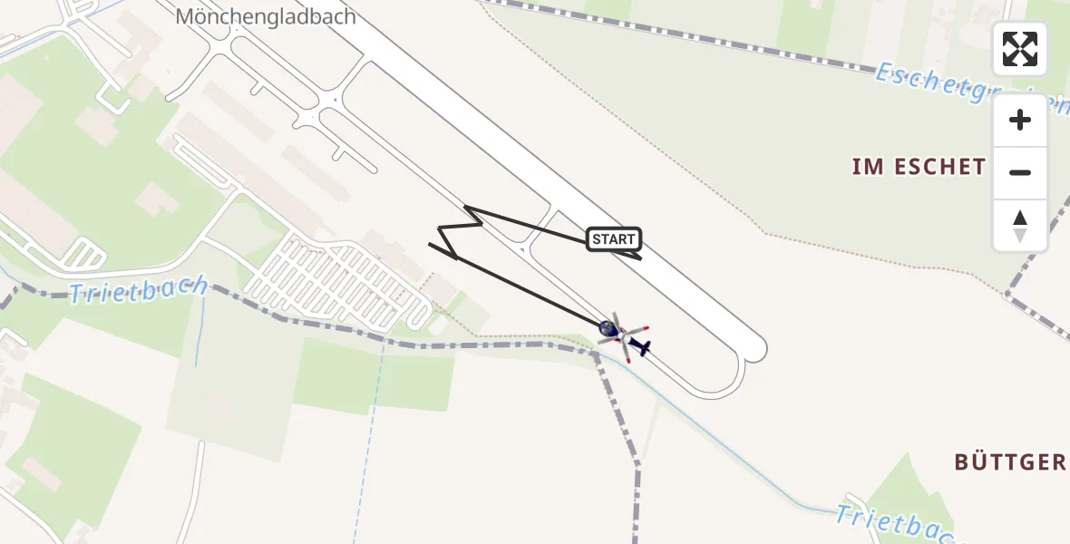 Flugroute Polizeihubschrauber Mönchengladbach Flughafen - Mönchengladbach Flughafen, 17 Juni 2026, 12:17