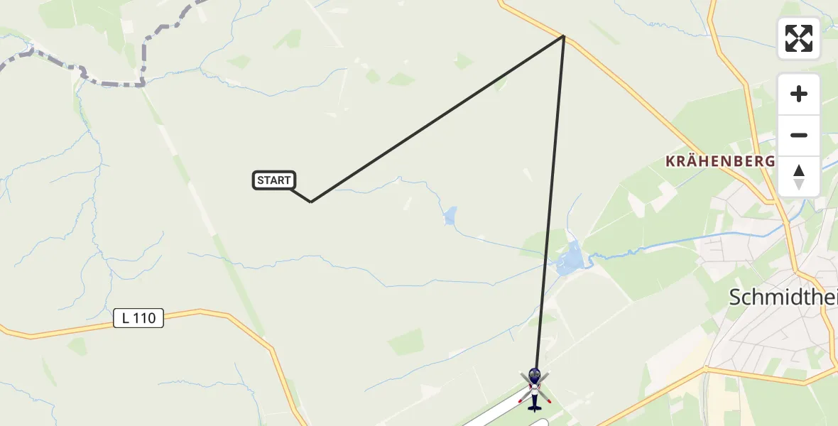 Flugroute Polizeihubschrauber Dahlem - Dahlem, 17 Juni 2026, 12:24