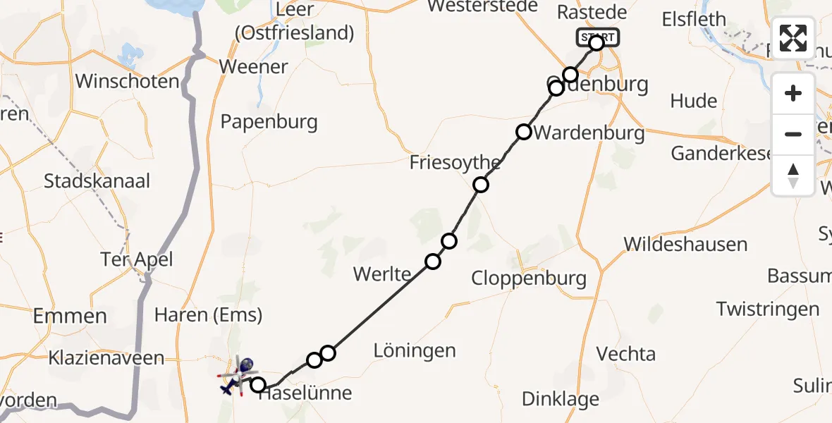Flugroute Polizeihubschrauber Rastede - Meppen, 17 Juni 2026, 12:27