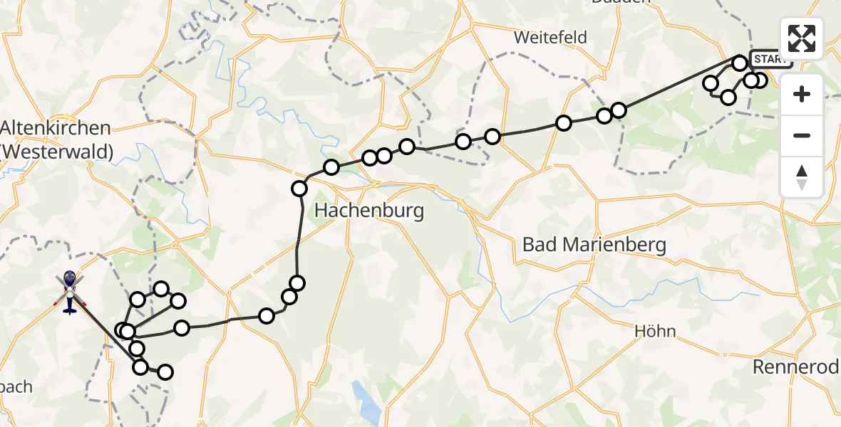 Flugroute Polizeihubschrauber Burbach - Oberdreis, 17 Juni 2026, 12:31