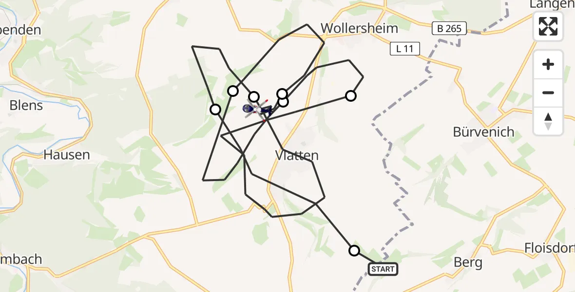 Flugroute Polizeihubschrauber Mechernich - Heimbach, 17 Juni 2026, 12:48