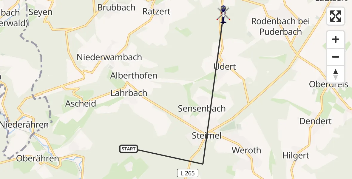Flugroute Polizeihubschrauber Puderbach - Rodenbach bei Puderbach, 17 Juni 2026, 13:04