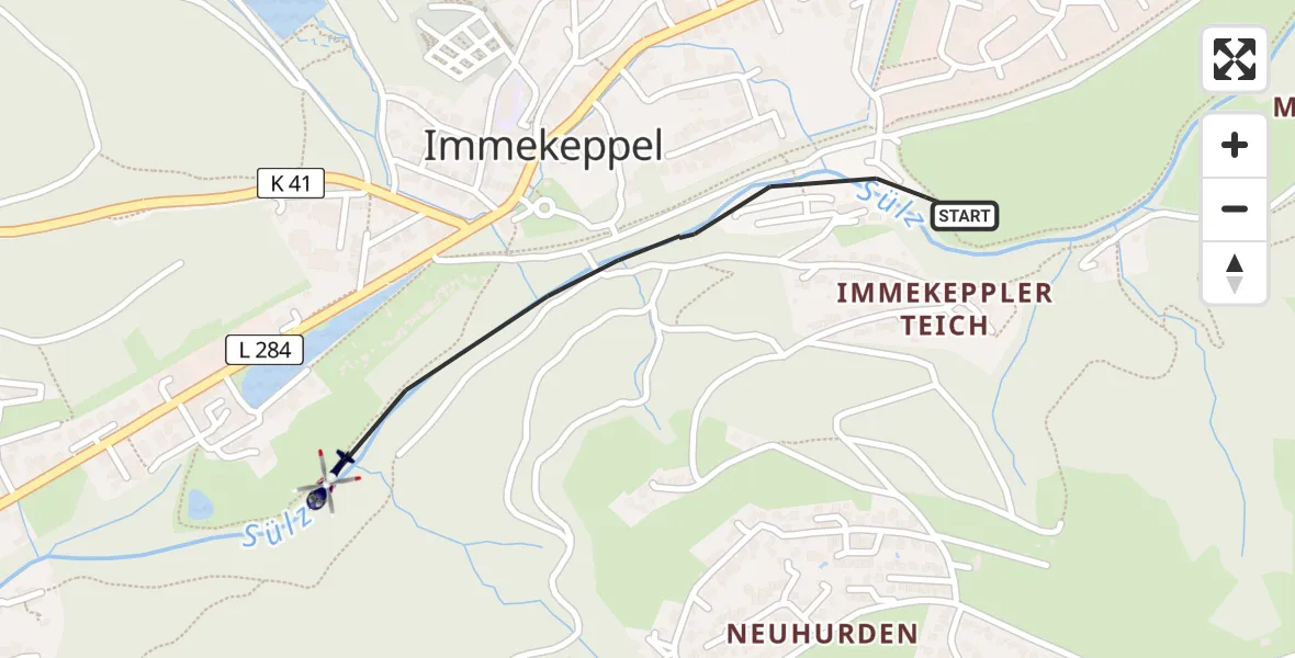 Flugroute Polizeihubschrauber Overath - Overath, 17 Juni 2026, 13:04