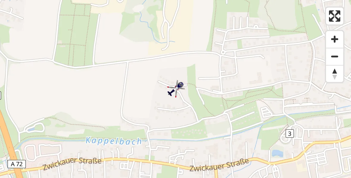 Flugroute Polizeihubschrauber Chemnitz - Chemnitz, 17 Juni 2026, 14:08