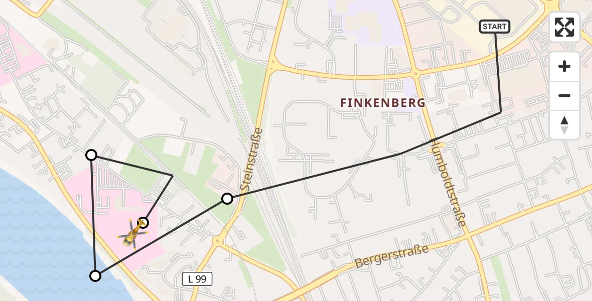 Flugroute Rettungshubschrauber Köln - Porz am Rhein Hospital, 17 Juni 2026, 14:08