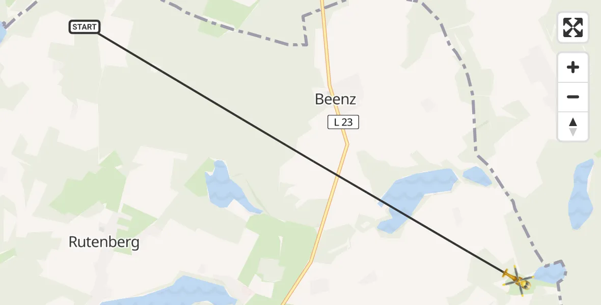 Flugroute Rettungshubschrauber Lychen - Lychen, 17 Juni 2026, 14:37
