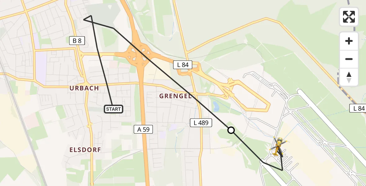 Flugroute Rettungshubschrauber Köln - Köln Bonn Flughafen, 17 Juni 2026, 15:06