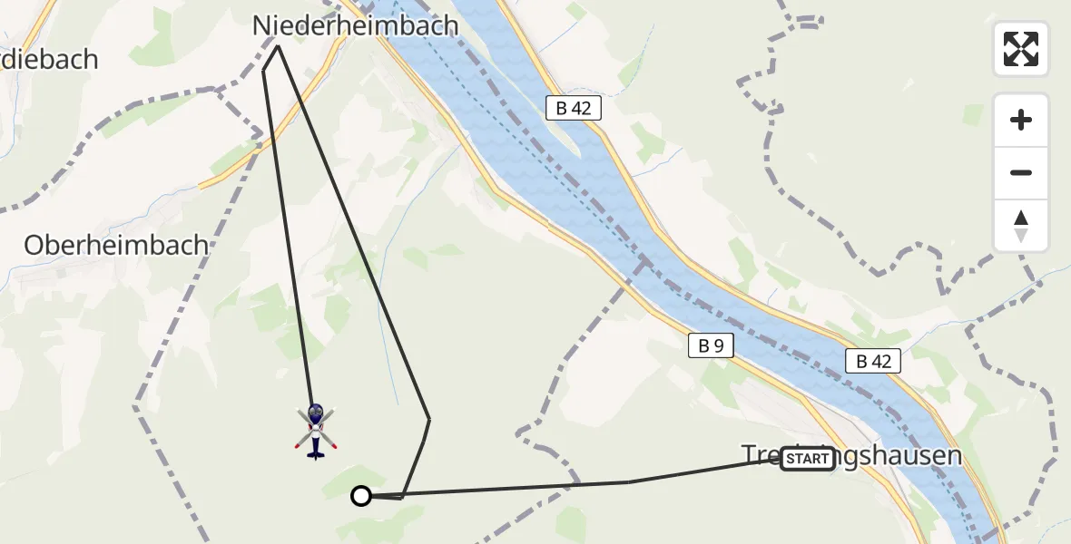 Flugroute Polizeihubschrauber Trechtingshausen - Niederheimbach, 17 Juni 2026, 15:28
