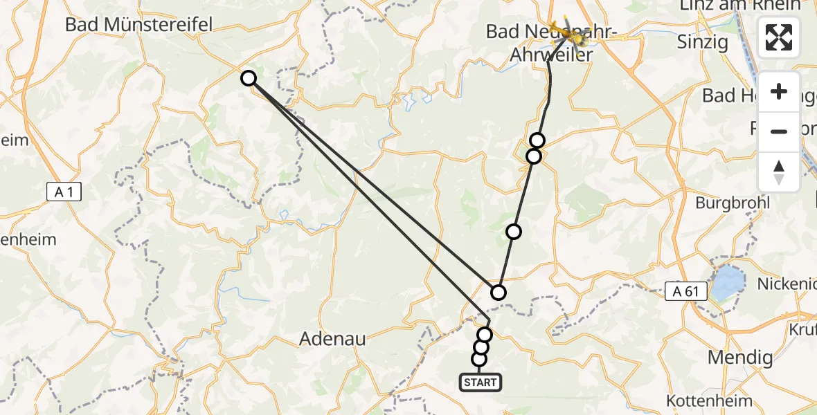 Flugroute Ambulanzhubschrauber Baar - Bad Neuenahr-Ahrweiler, 17 Juni 2026, 15:44