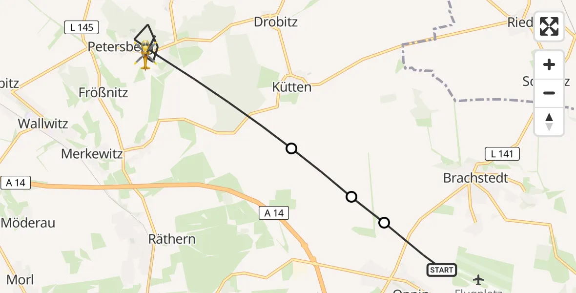 Flugroute Rettungshubschrauber Landsberg - Petersberg, 17 Juni 2026, 15:51