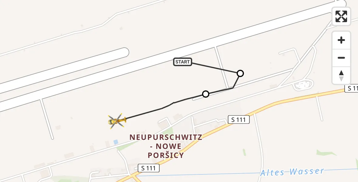 Flugroute Rettungshubschrauber Bautzen Flugplatz - Bautzen Flugplatz, 17 Juni 2026, 17:28