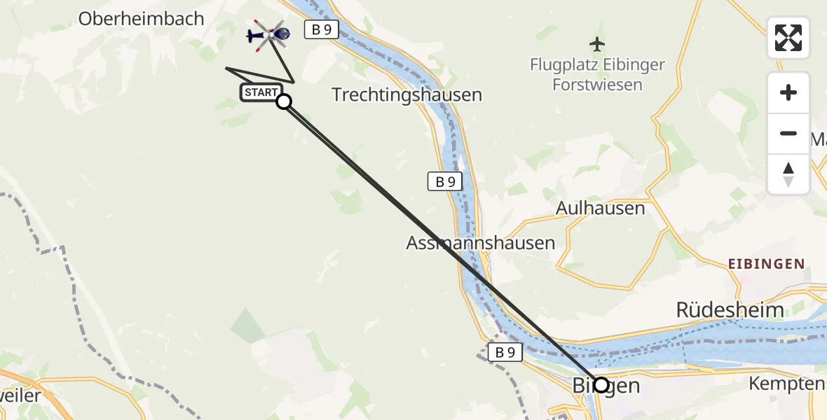 Flugroute Polizeihubschrauber Niederheimbach - Niederheimbach, 17 Juni 2026, 17:43