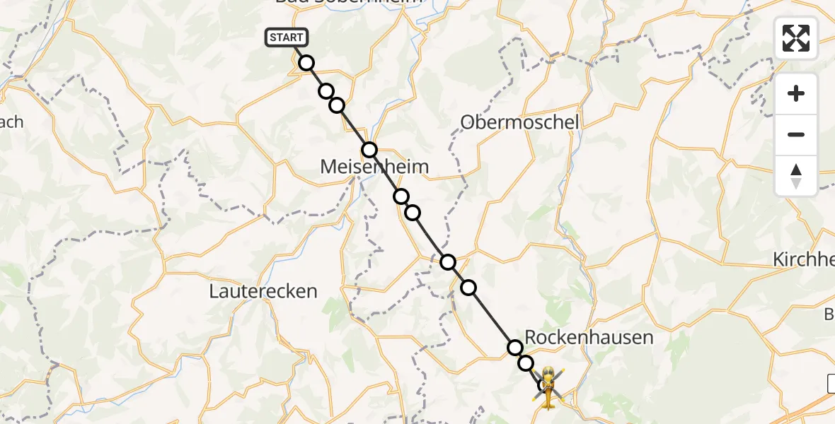 Flugroute Rettungshubschrauber Meddersheim - Imsweiler UL, 17 Juni 2026, 17:49