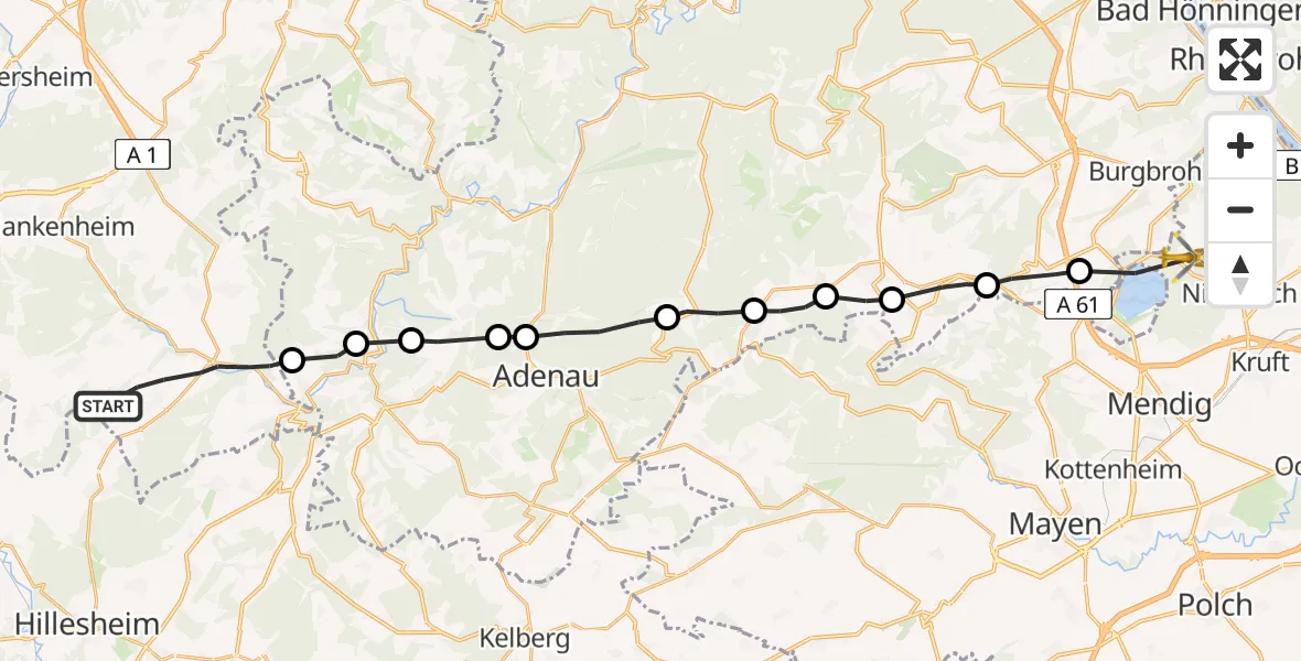 Flugroute Ambulanzhubschrauber Blankenheim - Nickenich, 17 Juni 2026, 18:26