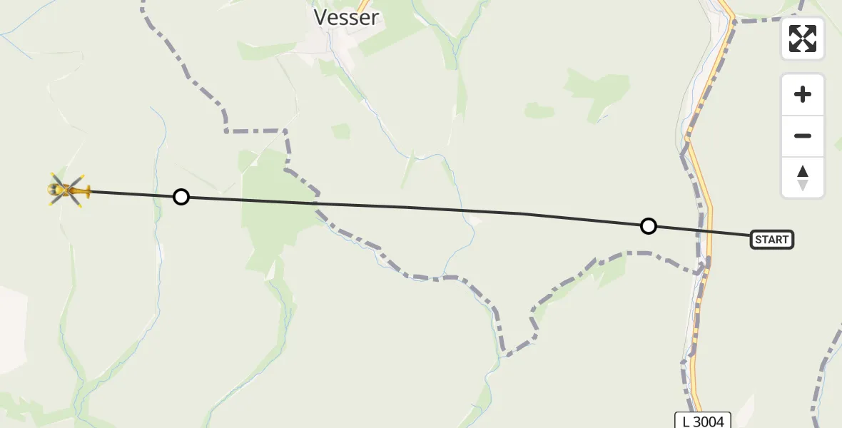 Flugroute Rettungshubschrauber Ilmenau - Schleusingen, 17 Juni 2026, 19:22