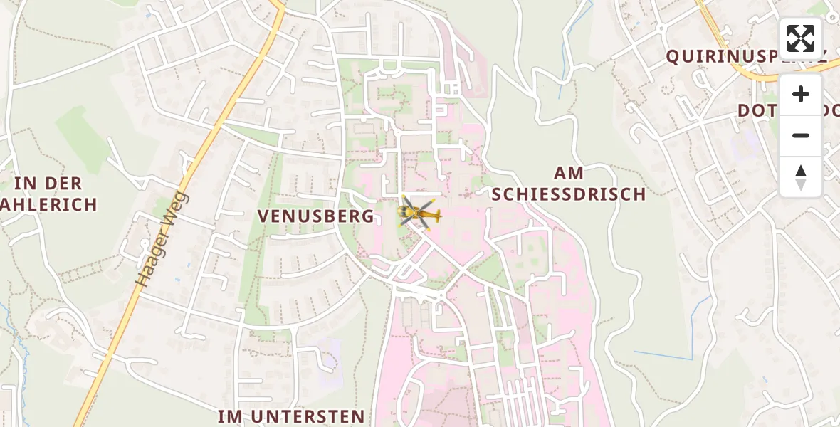Flugroute Rettungshubschrauber Bonn University Hospital - Bonn University Hospital, 17 Juni 2026, 20:02