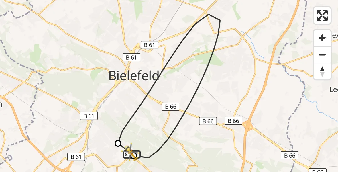 Flugroute Rettungshubschrauber Luftrettungszentrum Bielefeld - Luftrettungszentrum Bielefeld, 18 Juni 2026, 06:08
