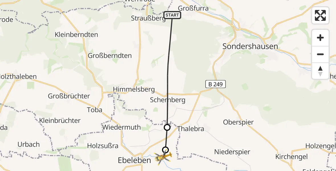 Flugroute Rettungshubschrauber Sondershausen - Rockstedt, 18 Juni 2026, 06:20