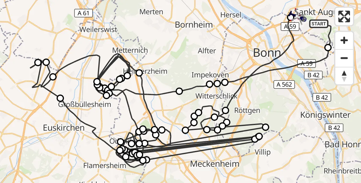 Flugroute Polizeihubschrauber Sankt Augustin - Sankt Augustin, 18 Juni 2026, 07:47