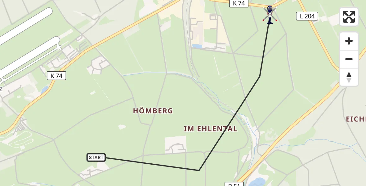 Flugroute Polizeihubschrauber Dahlem - Dahlem, 18 Juni 2026, 08:57