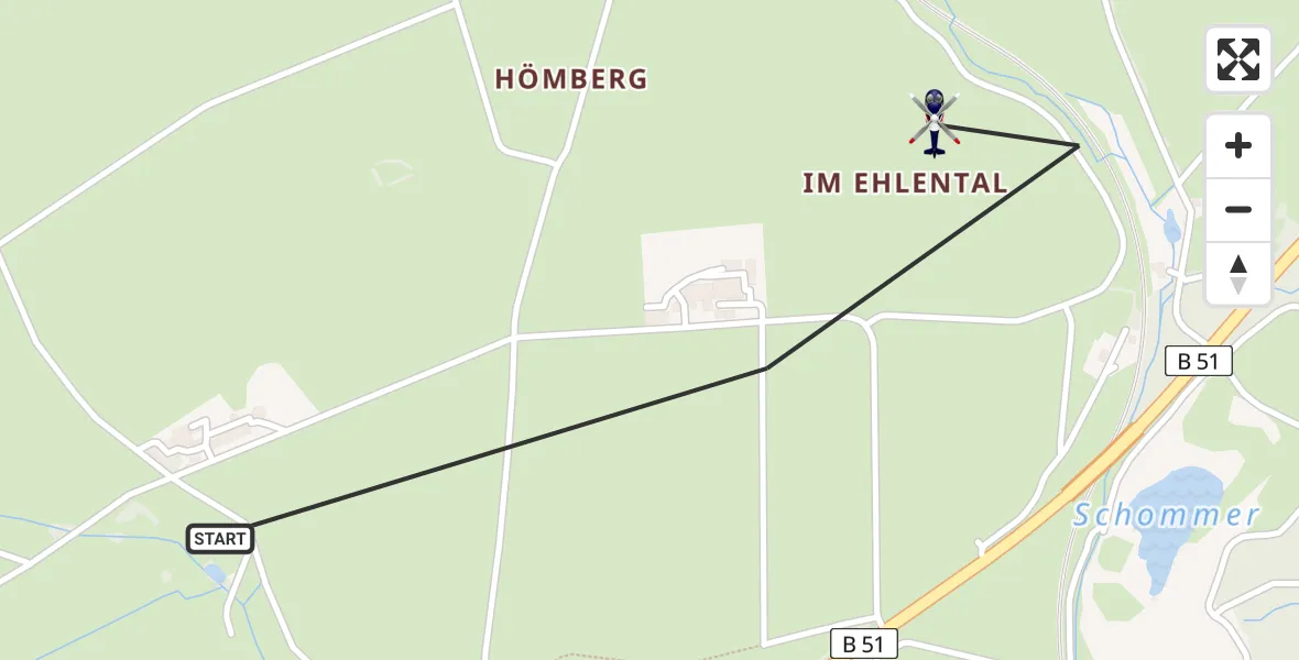 Flugroute Polizeihubschrauber Dahlem - Dahlem, 18 Juni 2026, 09:03
