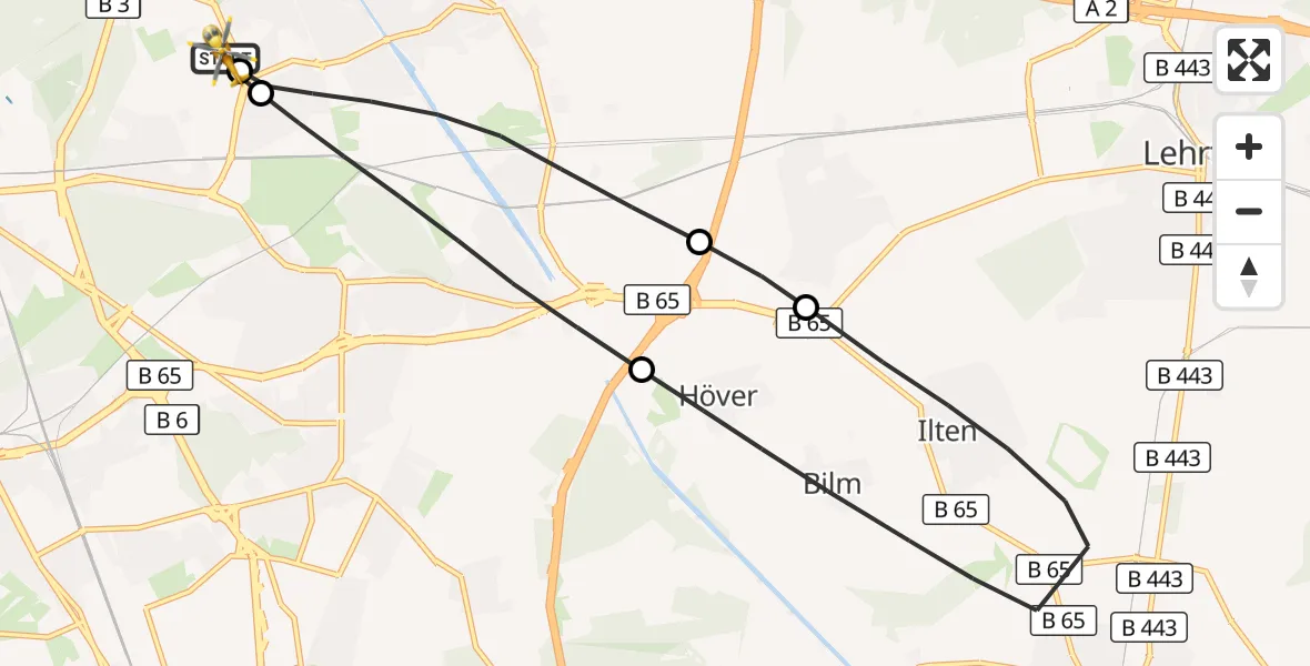 Flugroute Rettungshubschrauber Hannover Luftrettung Hubschrauberlandeplatz (Christoph 4) - Hannover Luftrettung Hubschrauberlandeplatz (Christoph 4), 18 Juni 2026, 09:09