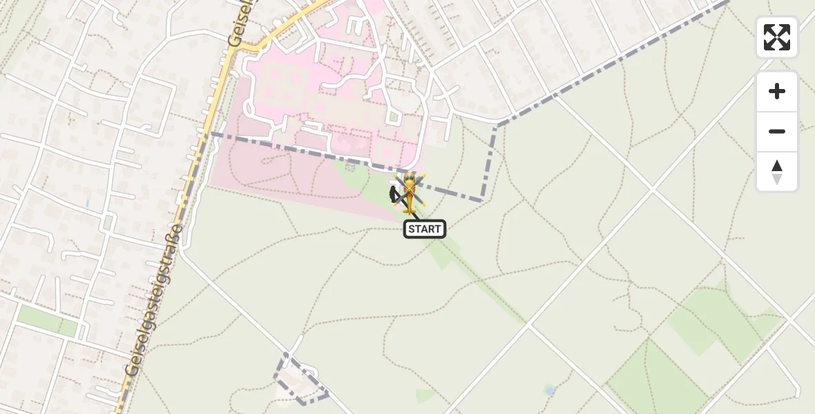 Flugroute Rettungshubschrauber ADAC Air Rescue Center Hubschrauberlandeplatz (Christoph 1) - ADAC Air Rescue Center Hubschrauberlandeplatz (Christoph 1), 18 Juni 2026, 09:15