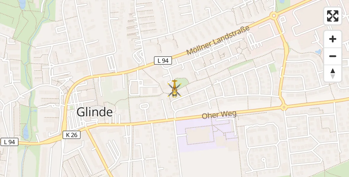 Flugroute Rettungshubschrauber Glinde - Glinde, 18 Juni 2026, 09:34